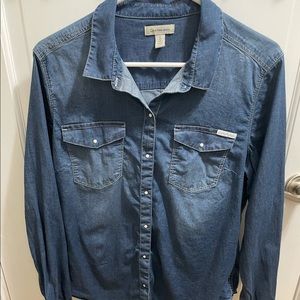 Calvin Klein denim printed button up